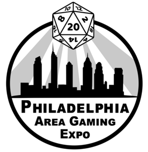 Philadelphia Area Gaming Expo (Philly Skyline with a d20 Sun shining rays of light below)