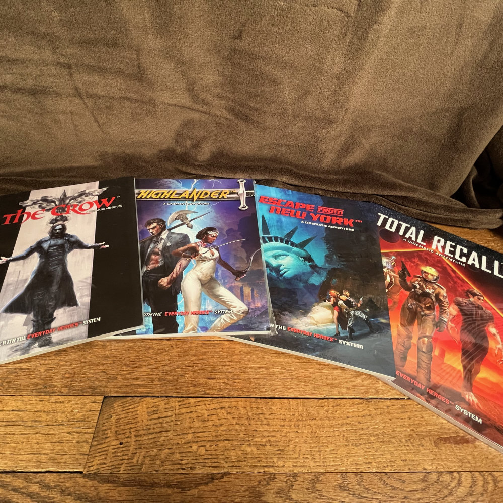 The Crow, Highlander, Escape From New York, and Total Recall sourcebooks.